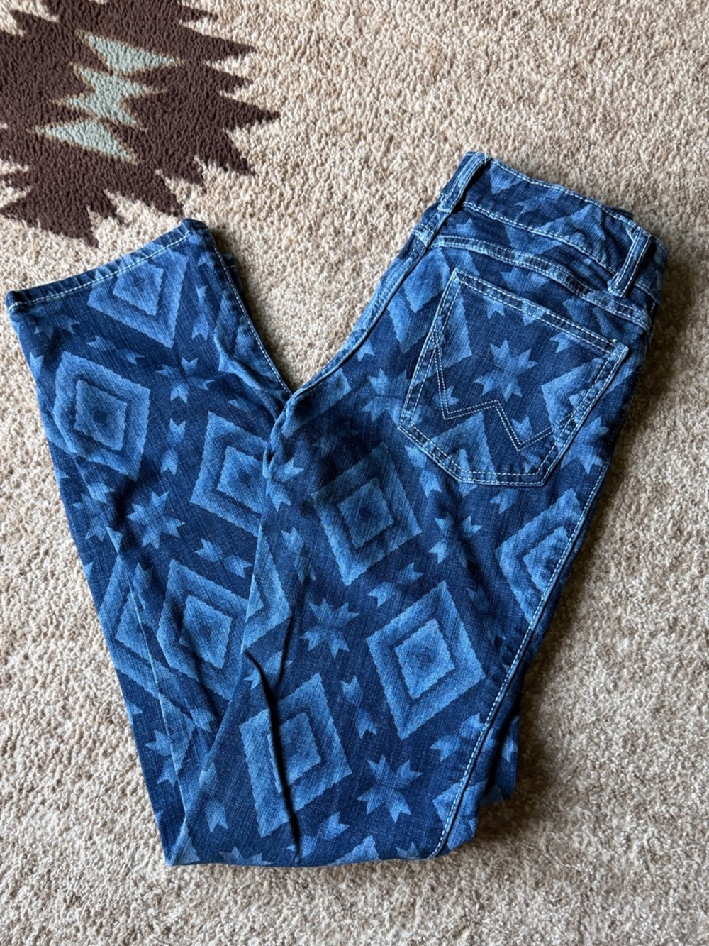 Wrangler Women's Blue Geometric Skinny Jeans
